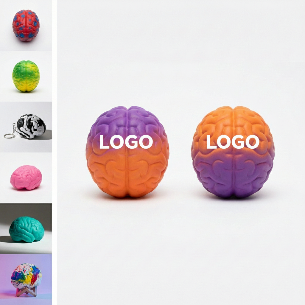 Multicolor Brain-Shaped Fidget Keychain Set - Stress Relief Sensory Toys