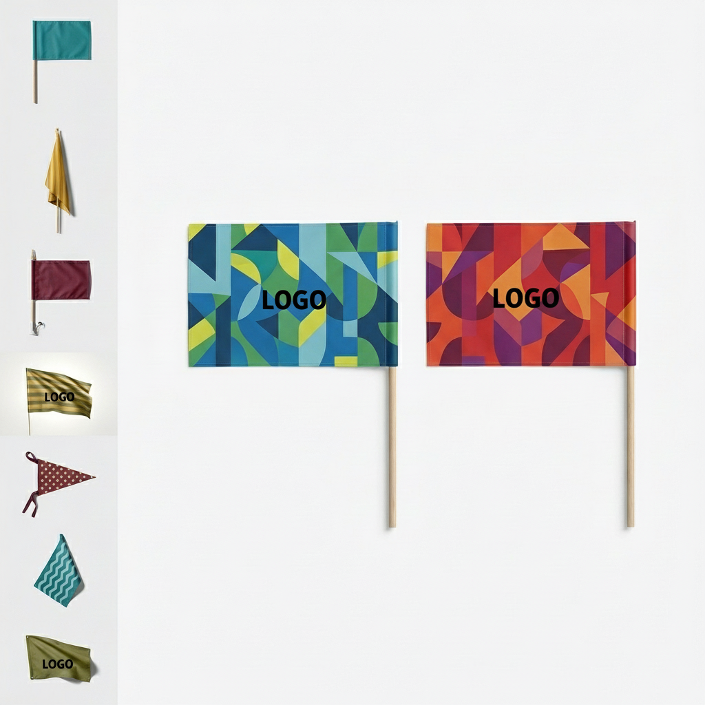 Assorted Decorative Mini Flag & Pennant Set - Multi-Color Garden & Parade Decor