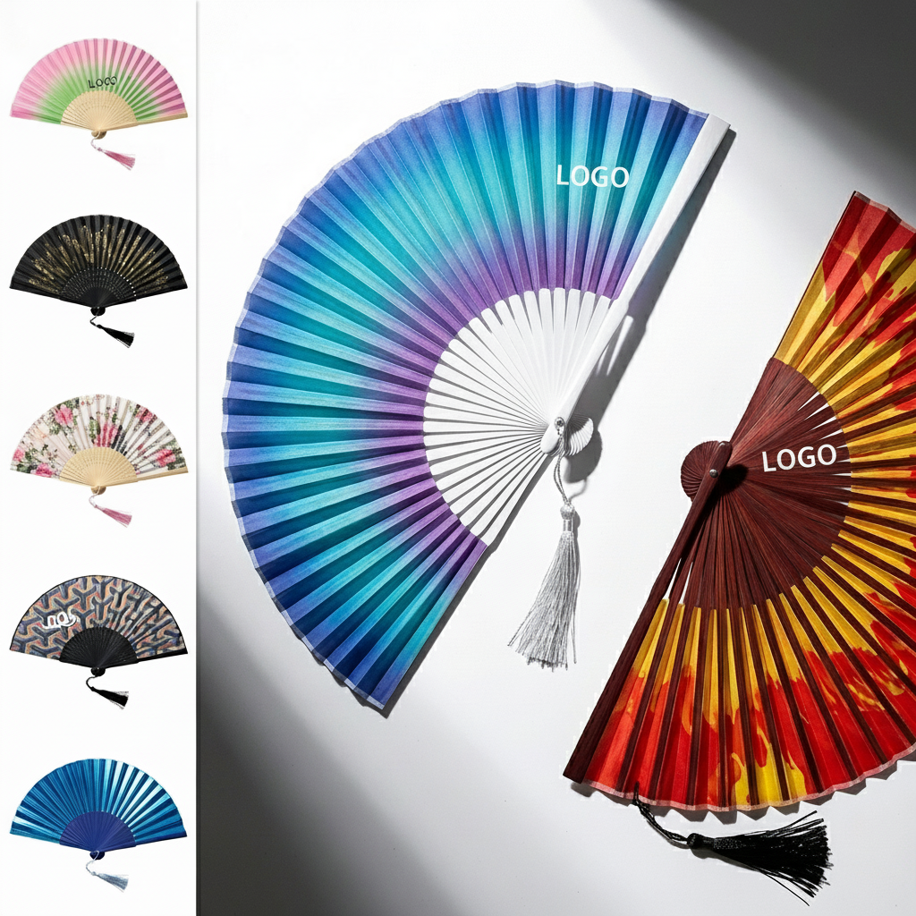 Versatile 9-Inch Folding Hand Fan in Assorted Colors & Patterns