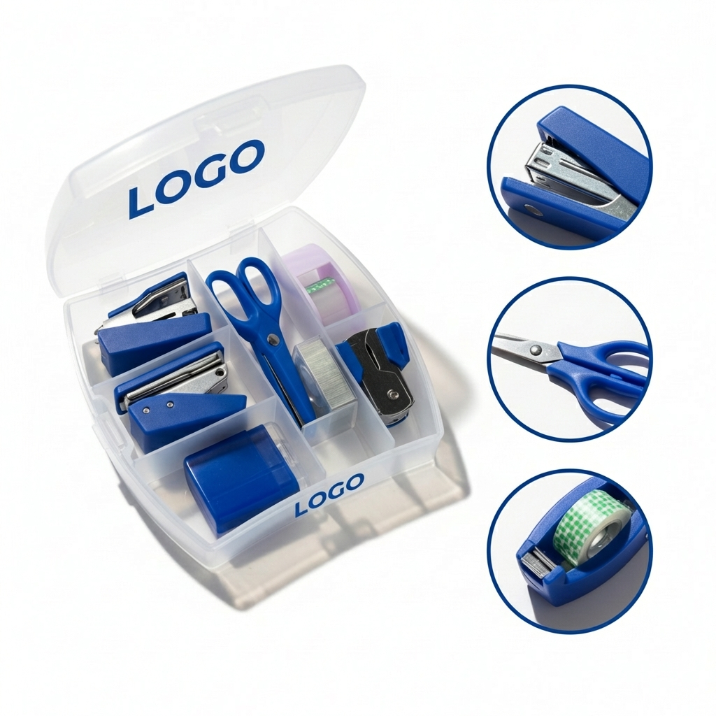 Portable Blue Toolbox with Essential Crafting & Office Supplies