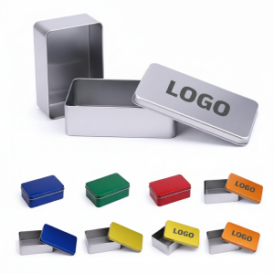 Rectangular Tin Storage Box with Lid for Keys, Coins & Jewelry