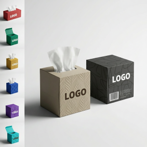 Refillable Square Tissue Box with Assorted Colors