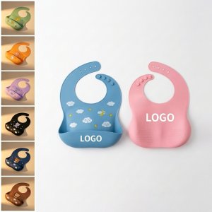Custom Color Soft Silicone Infant Bib with Food Collector