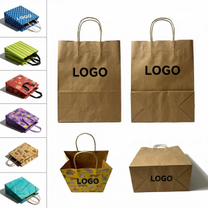 Assorted Color Kraft Paper Gift Bags with Handles, 15lb Capacity